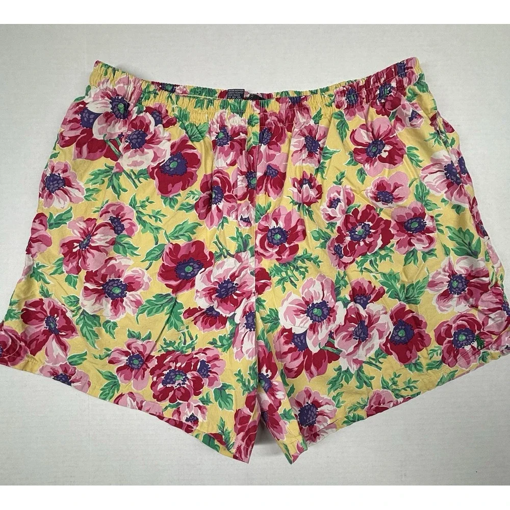 VTG Polo Ralph Lauren Mens XL Swim Trunks Floral Cotton Shorts Beach Romantic EC